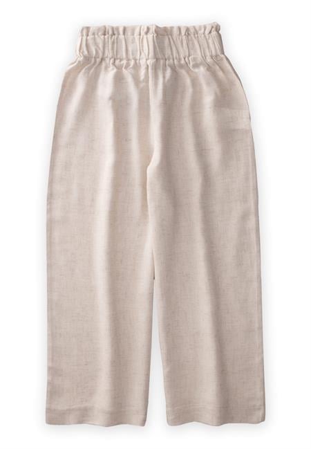 Beli Fırfırlı Bol Keten Pantolon 2-7 Yaş Naturel