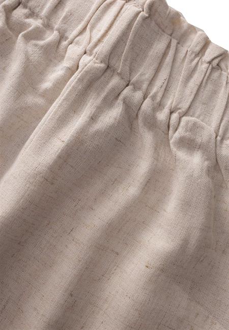 Beli Fırfırlı Bol Keten Pantolon 2-7 Yaş Naturel