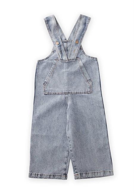 Bol Paça Kanguru Cepli Kot Salopet 2-7 Yaş Mavi