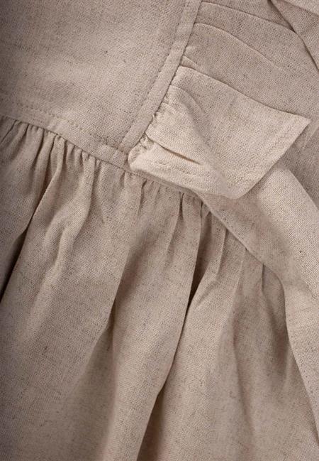 Yanları Bağcıklı Keten elbise 2-7 Yaş Naturel