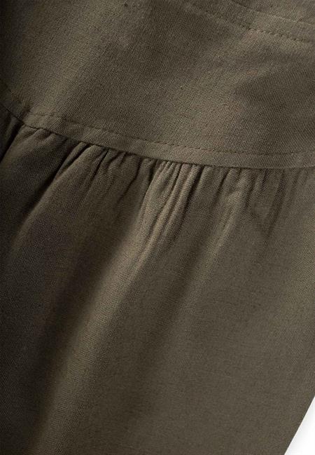 Korsajlı Büzgülü Keten Pantolon 2-7 Yaş Haki Yeşil