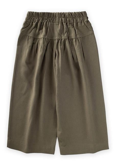 Korsajlı Büzgülü Keten Pantolon 2-7 Yaş Haki Yeşil