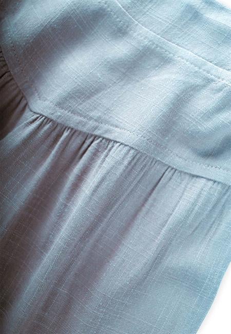 Korsajlı Büzgülü Keten Pantolon 2-7 Yaş Mavi