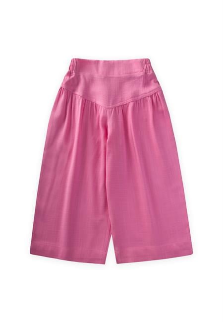 Korsajlı Büzgülü Keten Pantolon 2-7 Yaş Pembe