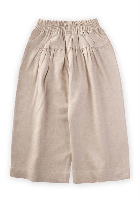 Korsajlı Büzgülü Keten Pantolon 2-7 Yaş Naturel