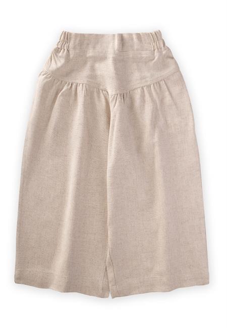 Korsajlı Büzgülü Keten Pantolon 2-7 Yaş Naturel