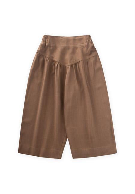 Korsajlı Büzgülü Keten Pantolon 2-7 Yaş Caramel