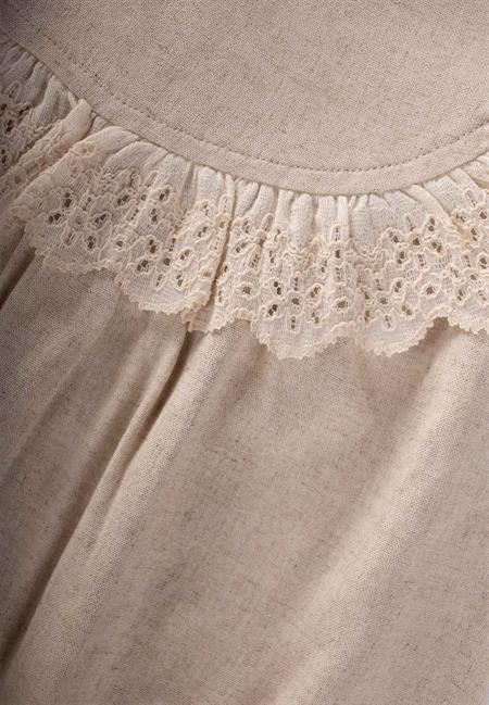 Robadan Dantelli Keten Bluz 2-7 Yaş Naturel