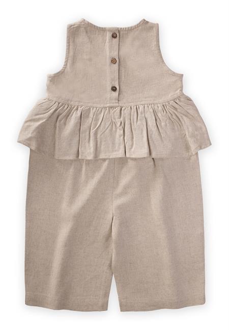 Beli Volanlı Keten Tulum 2-7 Yaş Naturel