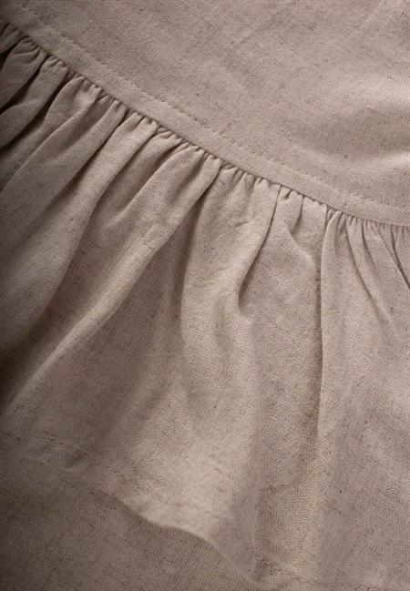 Beli Volanlı Keten Tulum 2-7 Yaş Naturel