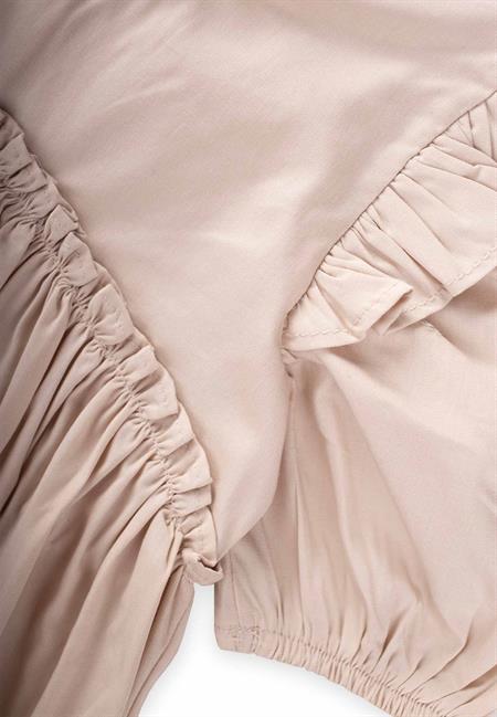 Robadan Fırfır Büzgülü Poplin Elbise 2-7 Yaş Ekru