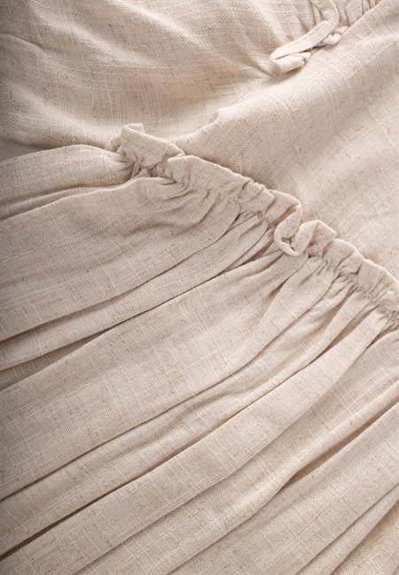 Robadan Fırfır Büzgülü Poplin Elbise 2-7 Yaş Naturel