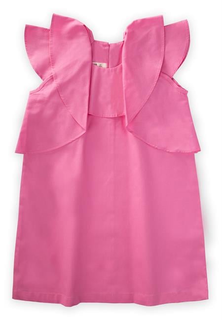 Volanlı Poplin Elbise 2-7 Yaş Pembe