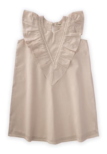 Etek Ucu Ve Arkası Dantelli Elbise 2-7 Yaş Ekru