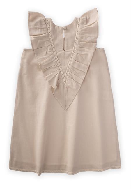 Etek Ucu Ve Arkası Dantelli Elbise 2-7 Yaş Ekru