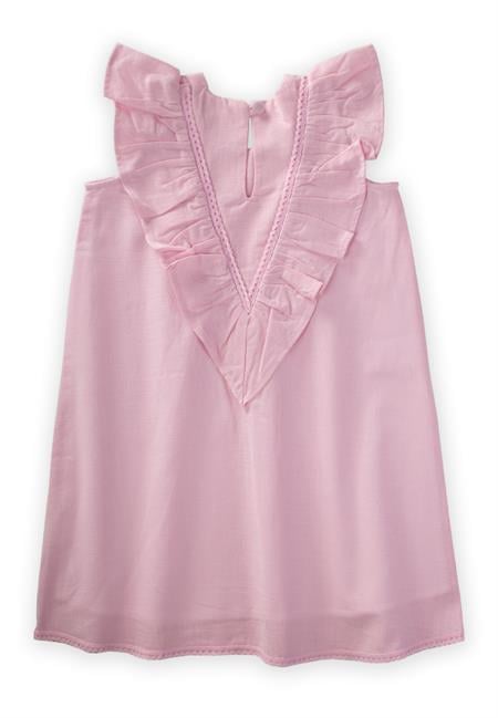 Etek Ucu Ve Arkası Dantelli Elbise 2-7 Yaş Pembe