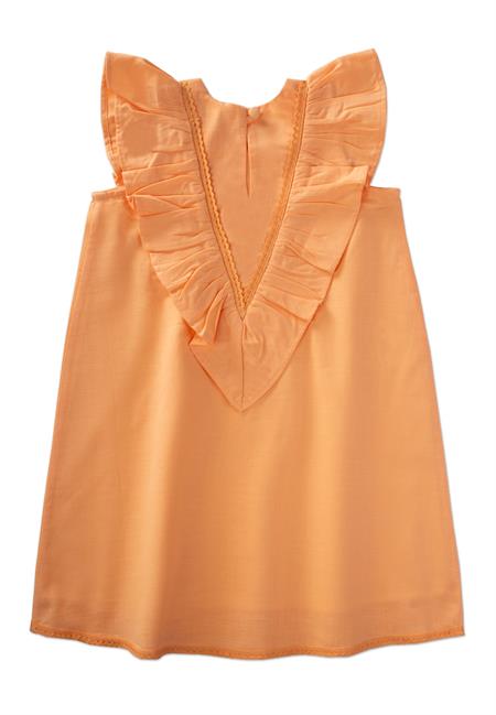 Etek Ucu Ve Arkası Dantelli Elbise 2-7 Yaş Kavuniçi