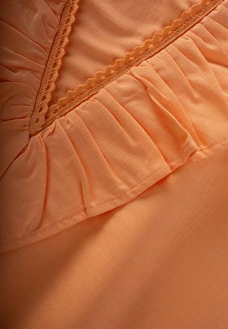 Etek Ucu Ve Arkası Dantelli Elbise 2-7 Yaş Kavuniçi