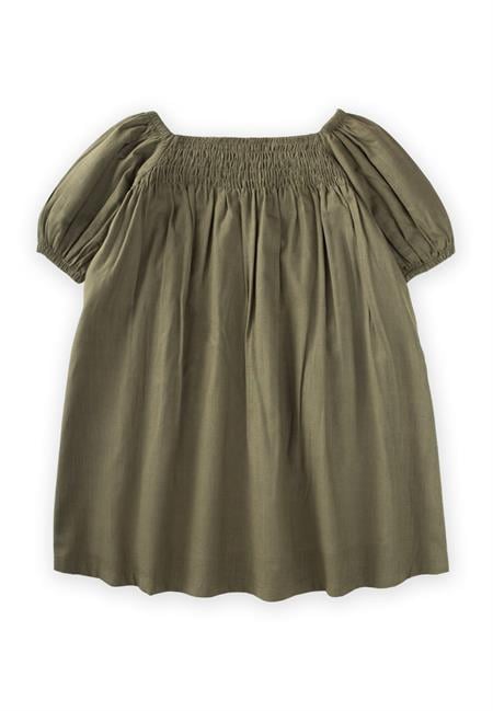 Sıra Lastikli Elbise 2-7 Yaş Haki Yeşil