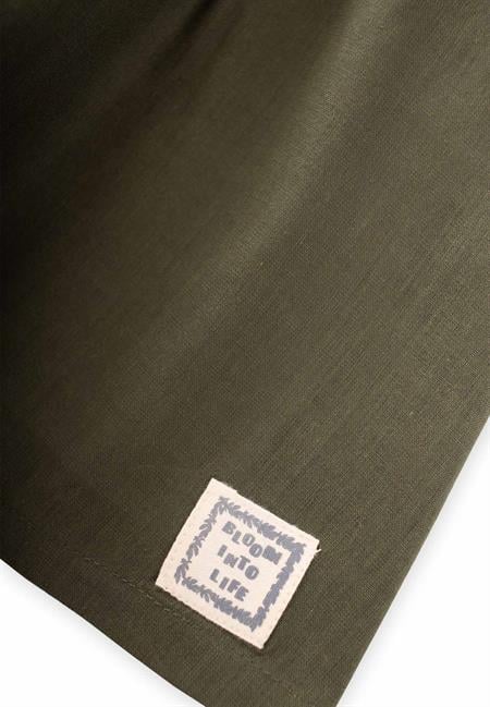 Sıra Lastikli Elbise 2-7 Yaş Haki Yeşil