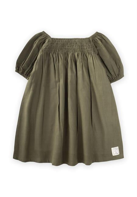 Sıra Lastikli Elbise 2-7 Yaş Haki Yeşil
