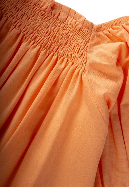 Sıra Lastikli Elbise 2-7 Yaş Kavuniçi