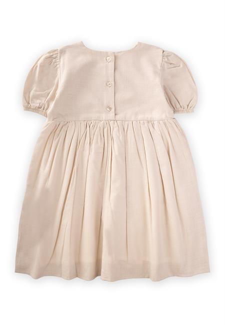 Flamlı Elbise 2-7 Yaş Ekru