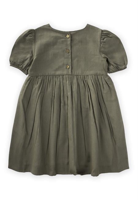 Flamlı Elbise 2-7 Yaş Haki Yeşil