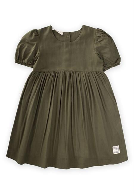 Flamlı Elbise 2-7 Yaş Haki Yeşil