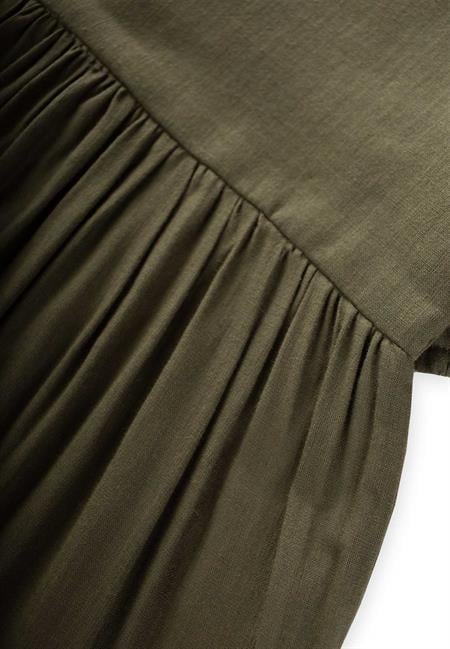 Flamlı Elbise 2-7 Yaş Haki Yeşil