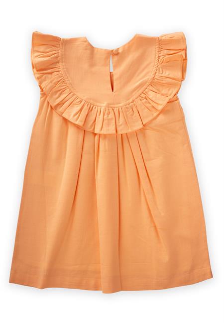 Robadan Fırfırlı Elbise 2-7 Yaş Kavuniçi