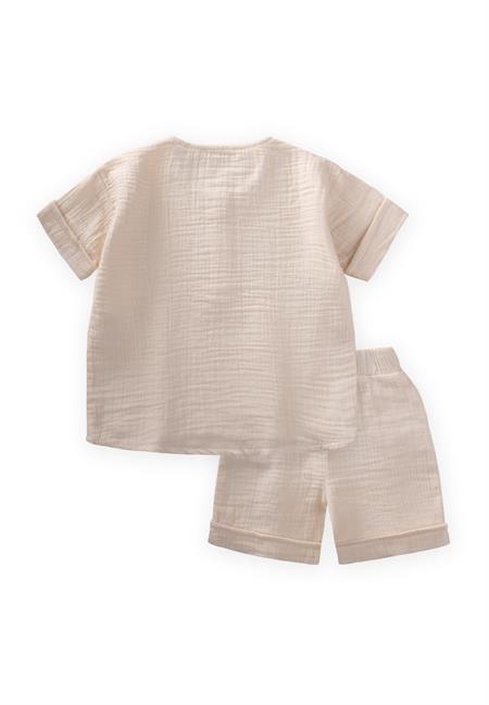 Müslin Kısa Kol Şortlu Takım 2-7 Yaş Ekru
