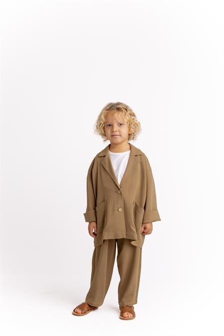 Keten Blazer Ceket 2-7 Yaş Caramel