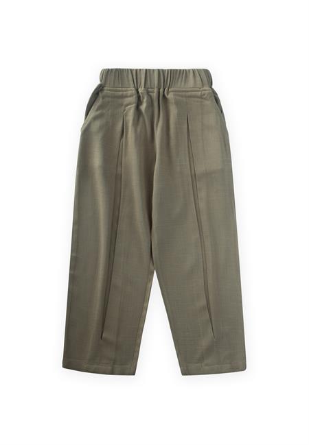 Paça Ve Belden Kapalı A Pile Keten Pantolon 2-7 Yaş Haki Yeşil