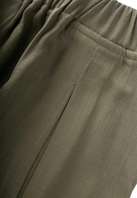 Paça Ve Belden Kapalı A Pile Keten Pantolon 2-7 Yaş Haki Yeşil