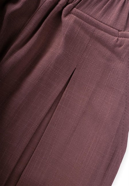 Paça Ve Belden Kapalı A Pile Keten Pantolon 2-7 Yaş Mürdüm