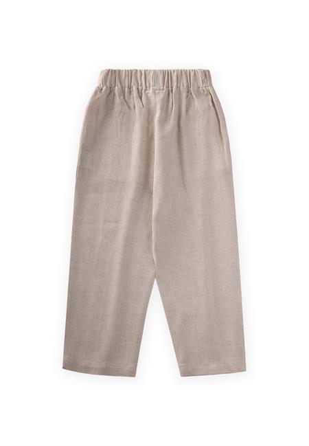Paça Ve Belden Kapalı A Pile Keten Pantolon 2-7 Yaş Naturel