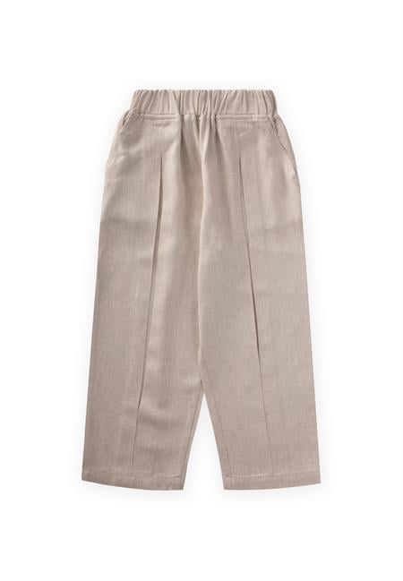 Paça Ve Belden Kapalı A Pile Keten Pantolon 2-7 Yaş Naturel
