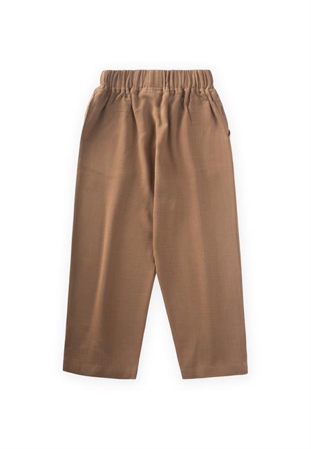 Paça Ve Belden Kapalı A Pile Keten Pantolon 2-7 Yaş Caramel
