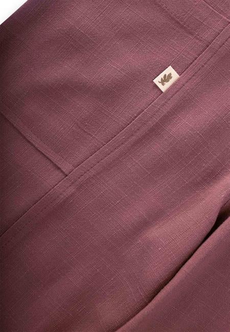 V Yaka Paça Lastikli Keten Salopet 2-7 Yaş Mürdüm