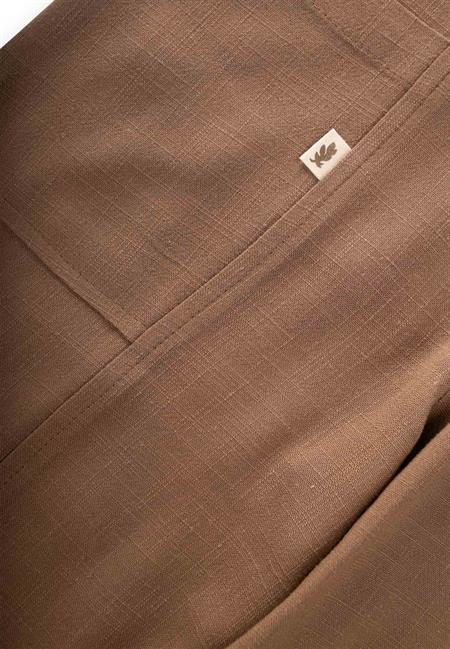 V Yaka Paça Lastikli Keten Salopet 2-7 Yaş Caramel