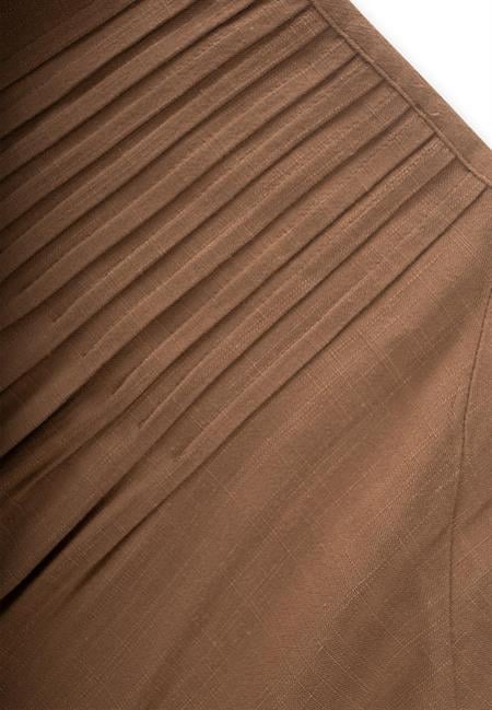 Nervüllü Keten Elbise 2-7 Yaş Caramel