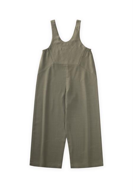 Roba Komple Nakışlı Keten Salopet 2-7 Yaş Haki Yeşil