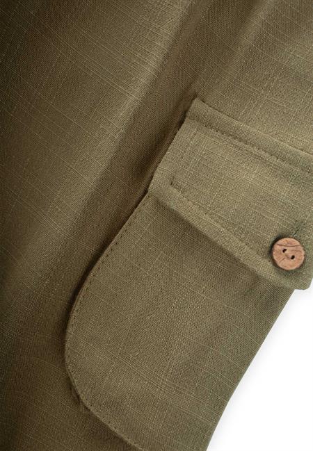 Çift Körük Cepli Keten Pantolon 2-7 Yaş Haki Yeşil