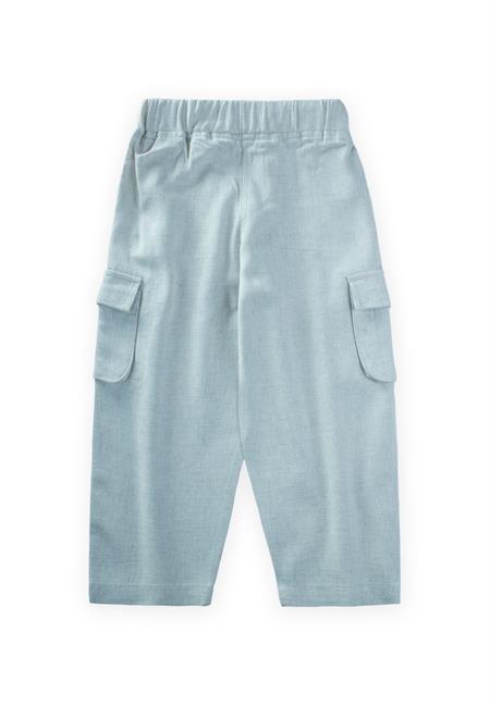 Çift Körük Cepli Keten Pantolon 2-7 Yaş Mavi