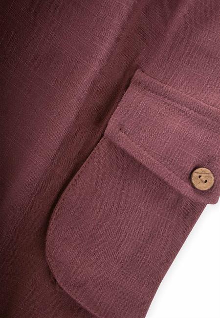 Çift Körük Cepli Keten Pantolon 2-7 Yaş Mürdüm