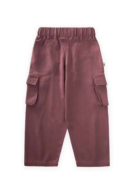 Çift Körük Cepli Keten Pantolon 2-7 Yaş Mürdüm