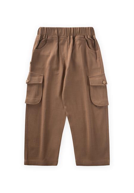 Çift Körük Cepli Keten Pantolon 2-7 Yaş Caramel