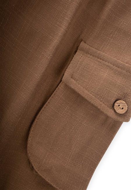 Çift Körük Cepli Keten Pantolon 2-7 Yaş Caramel