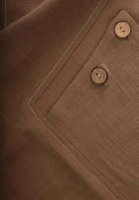 Kontrast Dikişli Keten Bluz 2-7 Yaş Caramel